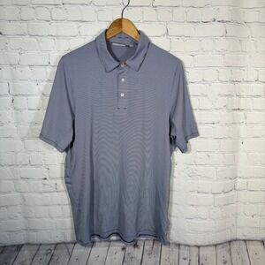 KJUS Soren Polo Mens 50 M Navy White Striped Golf Shirt UPF 50+ MG60-908
